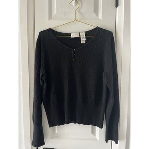 Liz Claiborne Black Women's XL Silk Blend Pullover Vintage Sweater‎